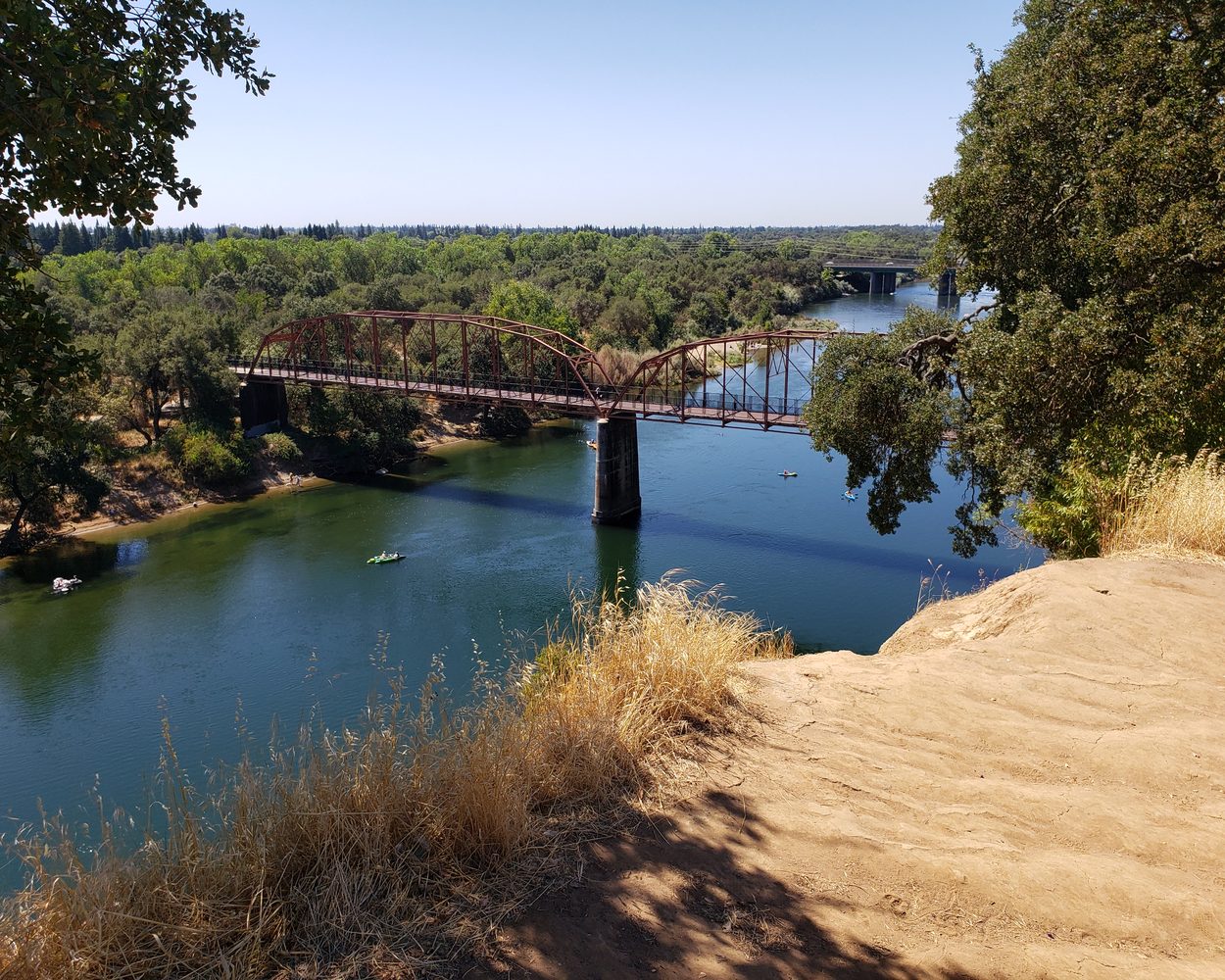 The American River and the Fair Oaks Bridge seen from the Fair Oaks bluffs