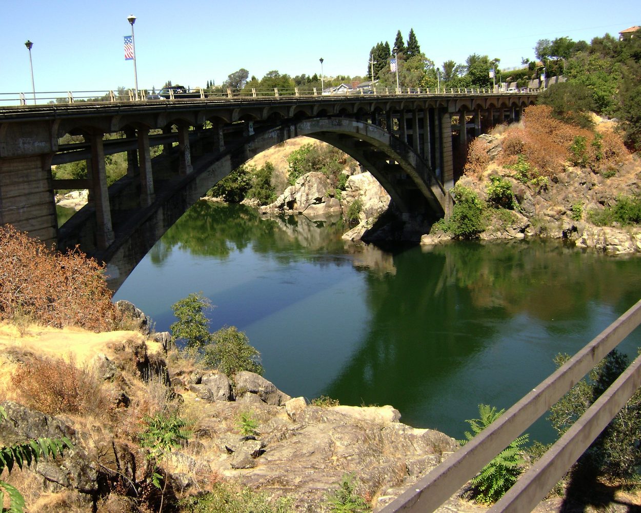 Rainbow Bridge over the American River in Folsom, California