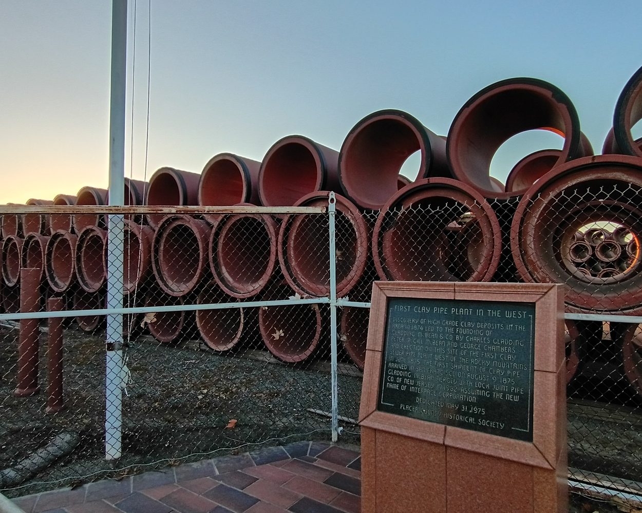 Clay pipes at the Gladding, McBean plant in Lincoln, California