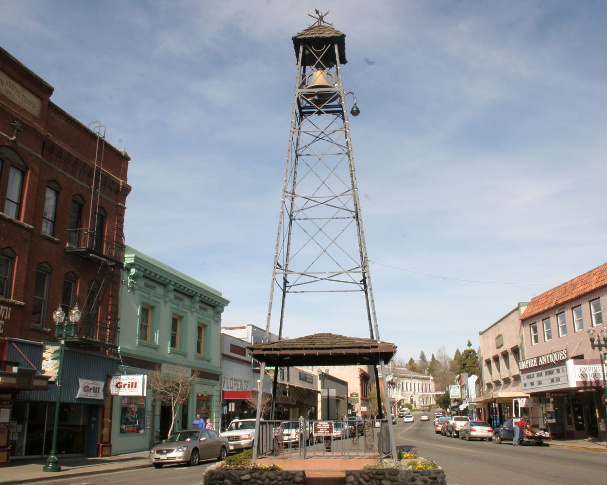 The bell tower on Main Street in Placerville, California
