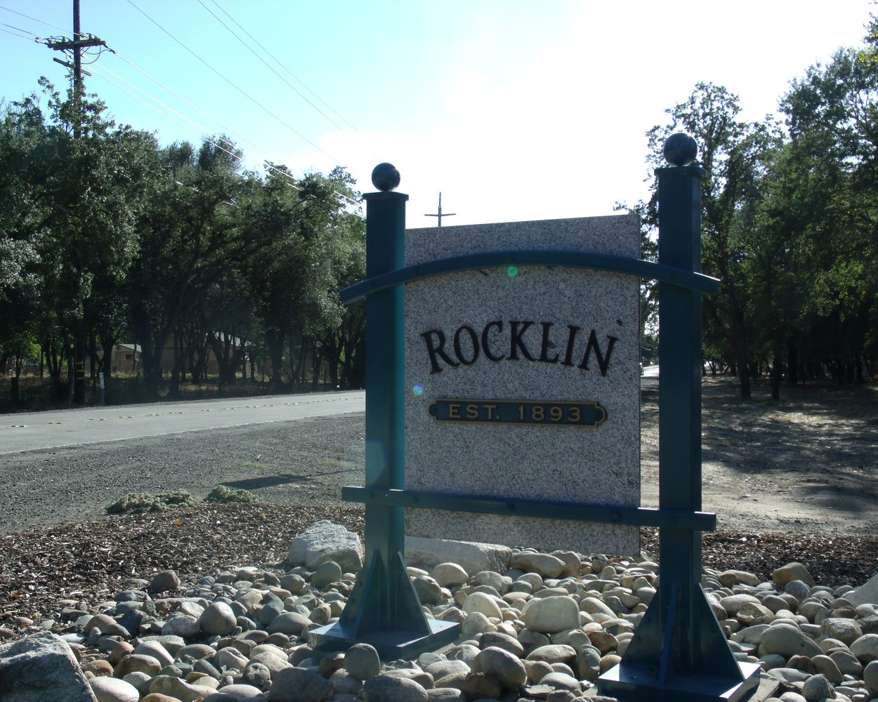 Granite Rocklin city sign, est. 1893, on Old Route 40