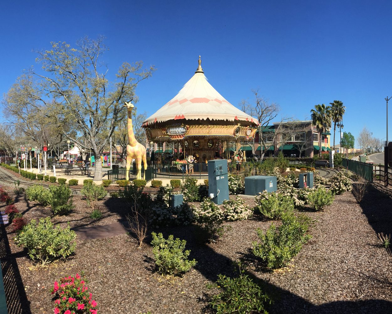 The carousel and giraffe at Nut Tree in Vacaville, California
